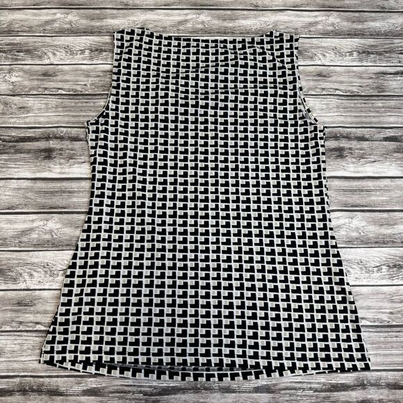 Liz Claiborne Women's Cowl Neck Sleeveless Blouse White Black Tan M Med Medium - Picture 10 of 10
